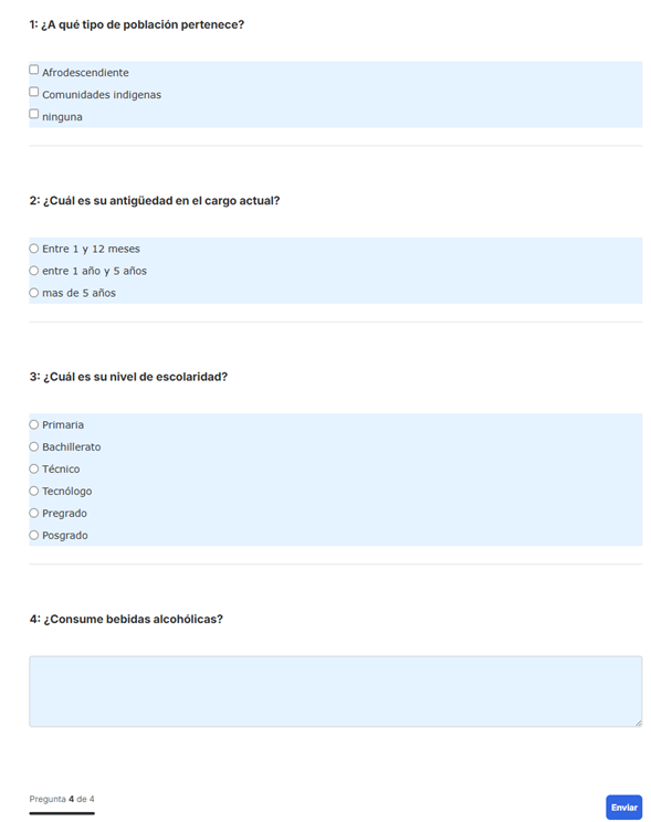 Clientes – Cambios en la presentación para los cuestionarios2