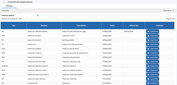 Inspecciones – Nueva gestión de las inspecciones8