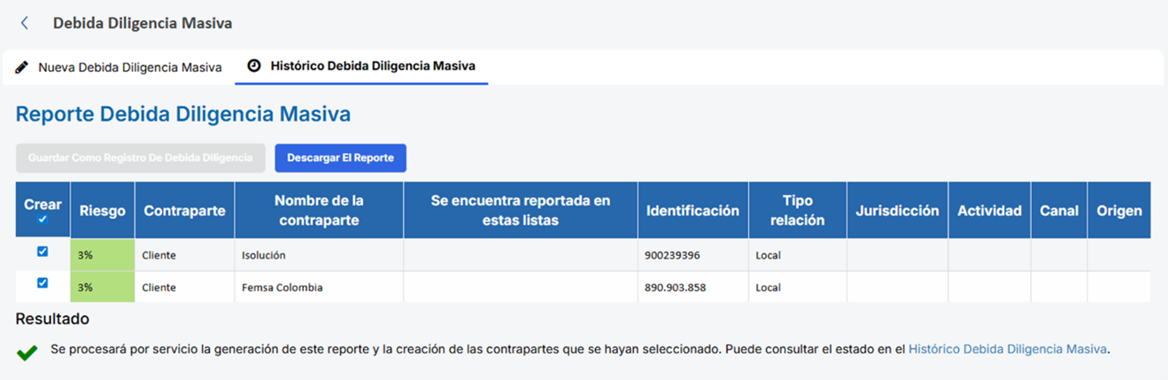 SARLAFT – Debidas Diligencias Masivas10