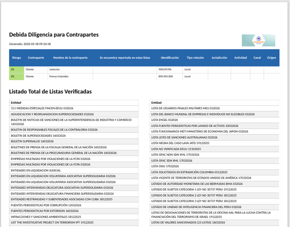 SARLAFT – Debidas Diligencias Masivas12