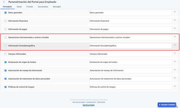 Contrapartes – Ajustes en el formulario de empleado 1