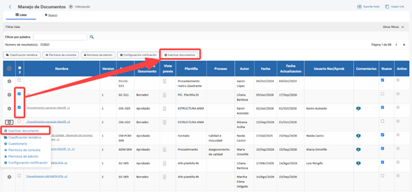 Agregar controles de cambios al inactivar documentos1 Agregar controles de cambios al inactivar documentos1